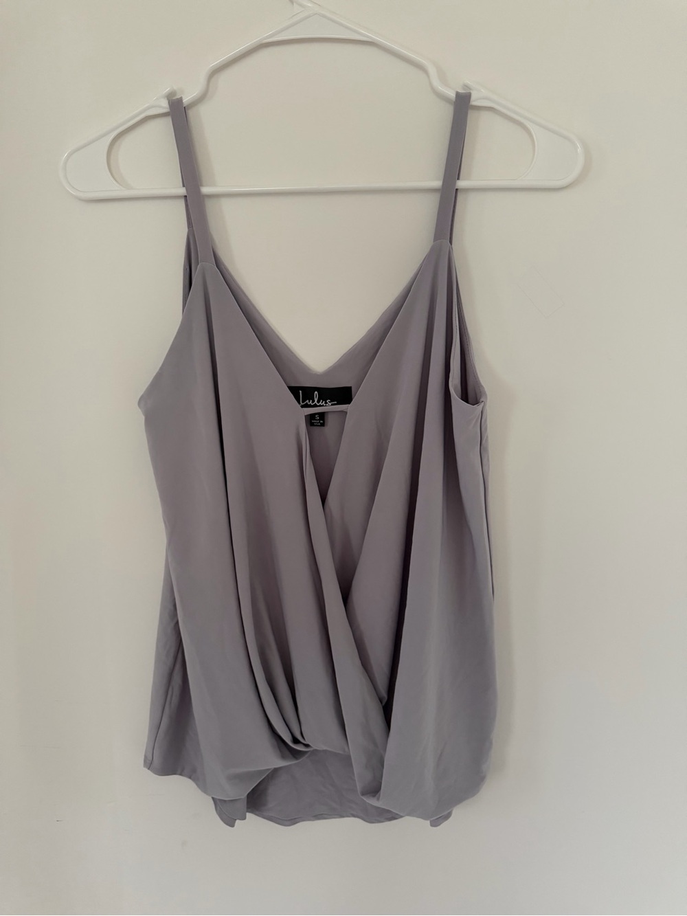 Lulu's Gray Wrap-Front Spaghetti Strap Top
